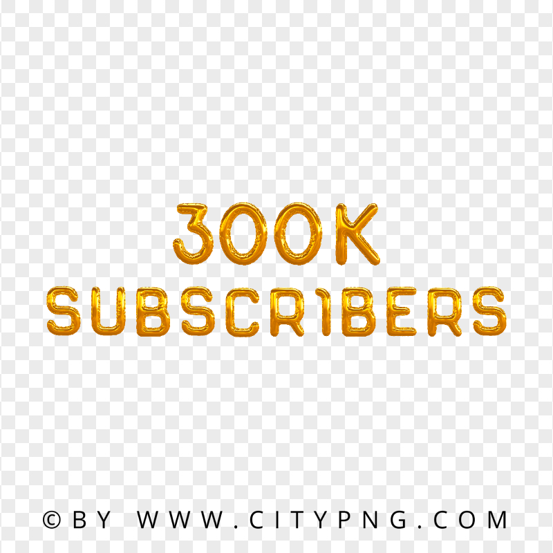 300K Subscribers Golden Balloons Image PNG