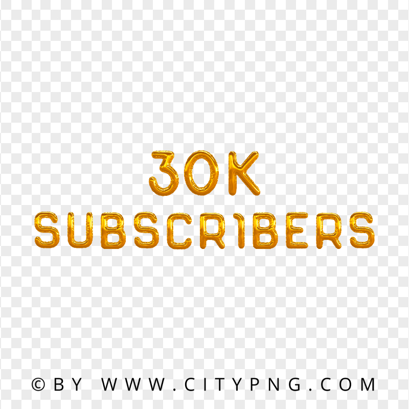 30K Subscribers Gold Balloons Numbers FREE PNG