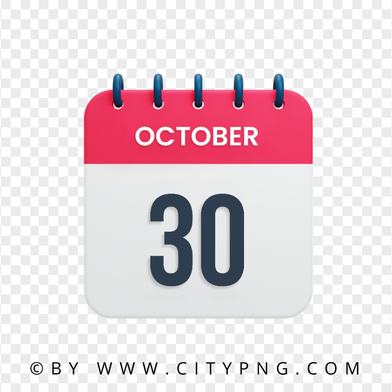 30th October Icon Date Calendar HD Transparent Background