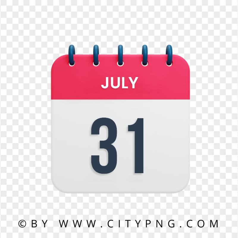 31th July Date Vector Calendar Icon HD Transparent PNG