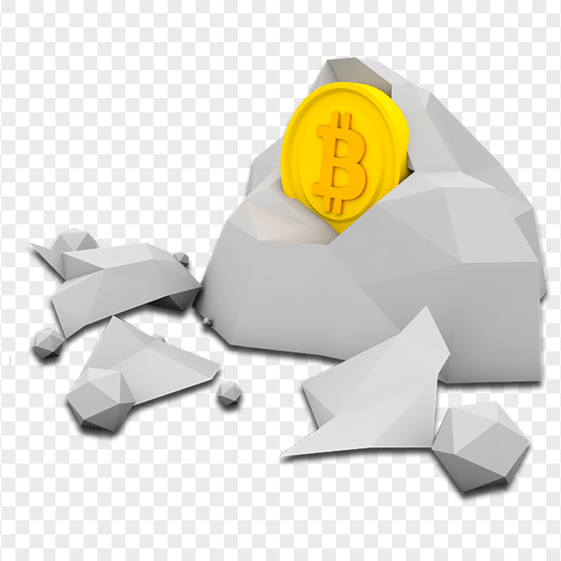 3D Bitcoin BTC Mining Illustration PNG