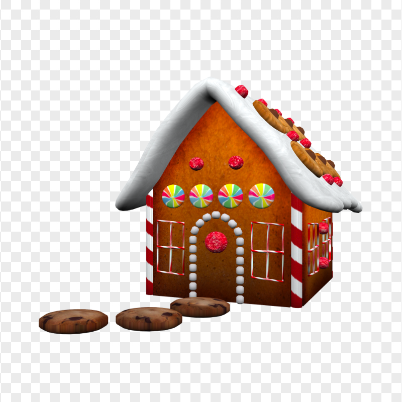 3D Christmas Gingerbread House PNG Image