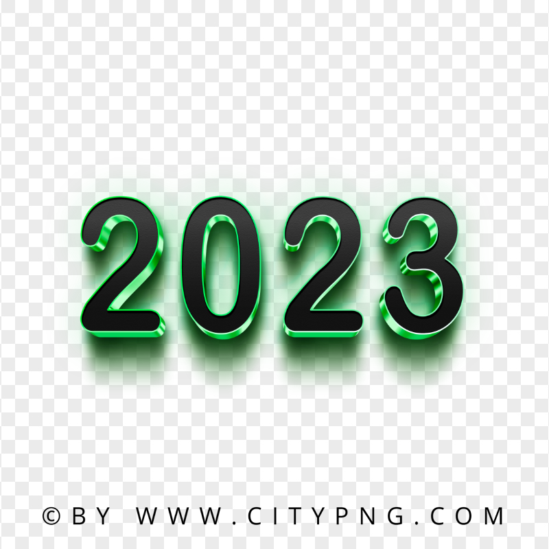 3D Green & Black 2023 Text Logo HD PNG