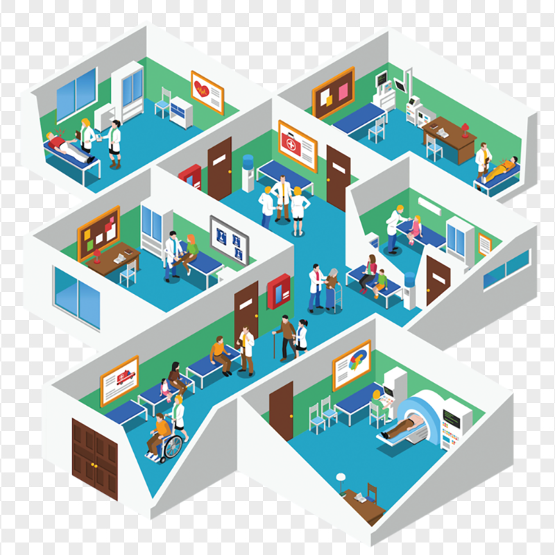 3D Hospital Isometric Health Care Interior Room