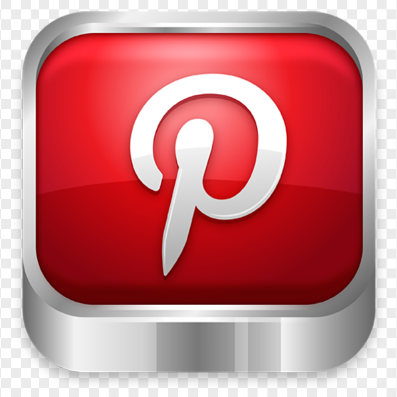 3D Pinterest App Icon Metal Border Effect