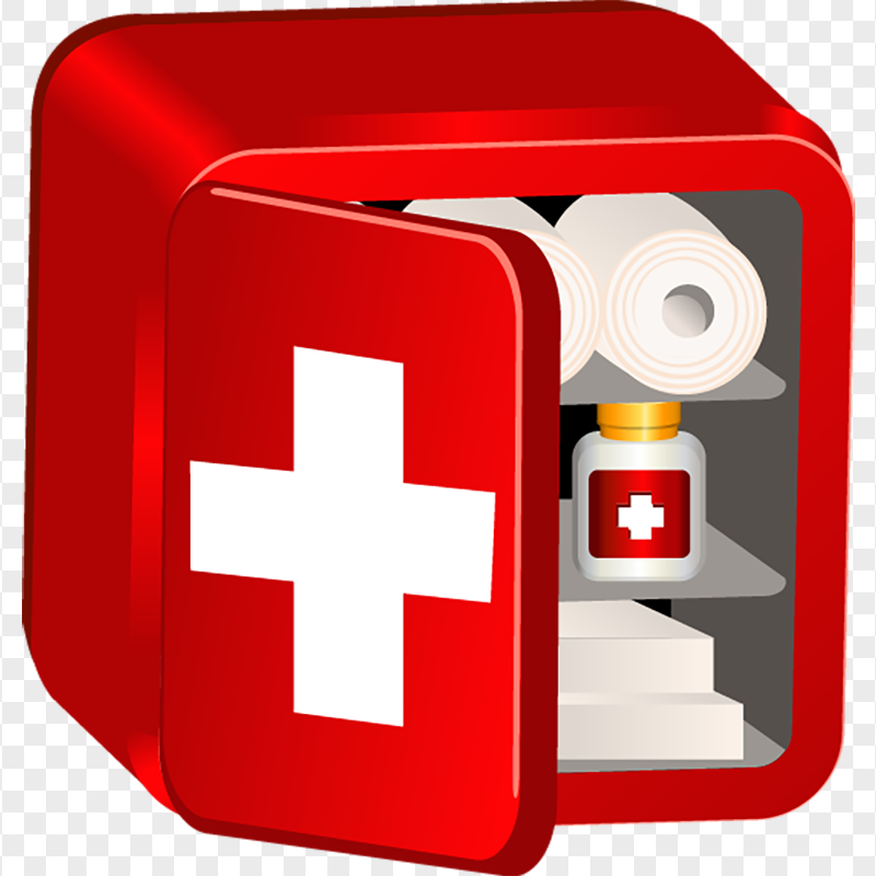 3D Red Illustration Medicine First Aid Storage Box