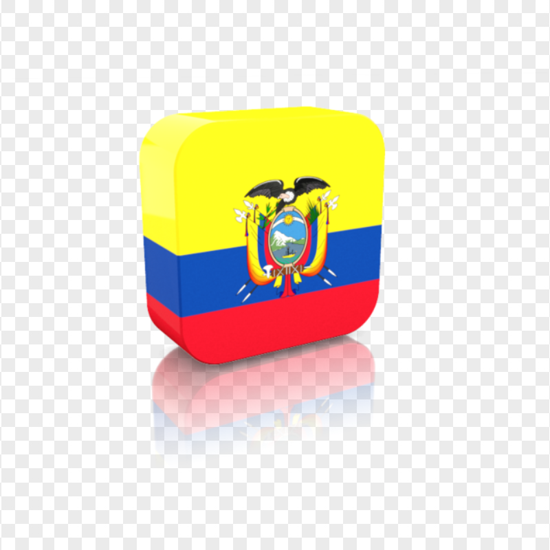 3D Square Ecuador Flag Button Icon FREE PNG