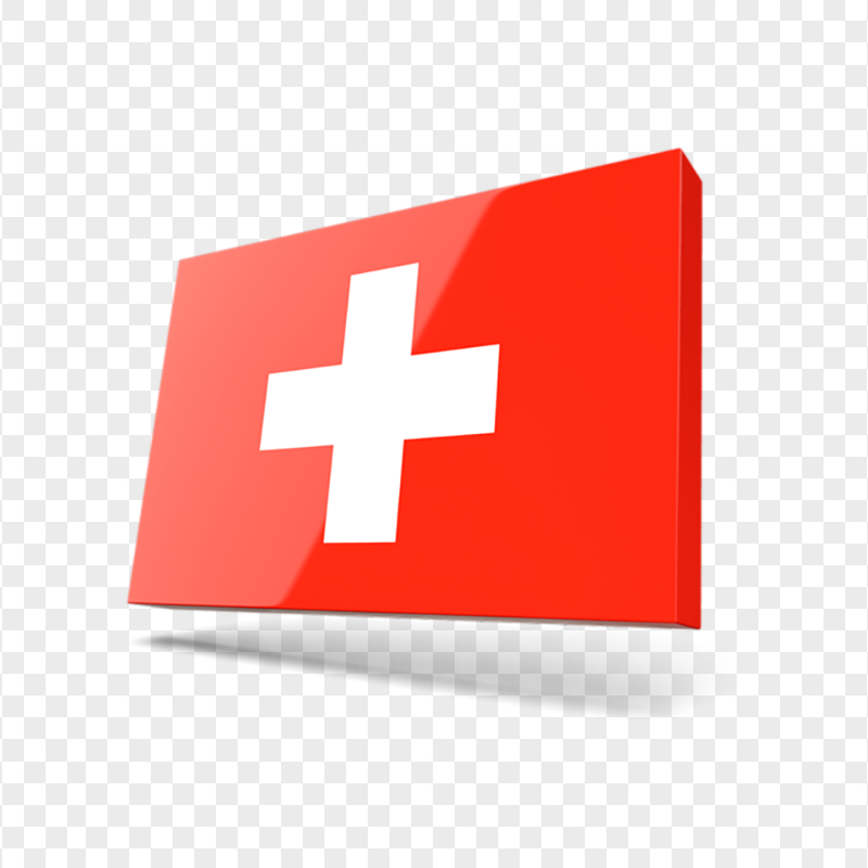 3D Switzerland Swiss Flag Banner Icon PNG