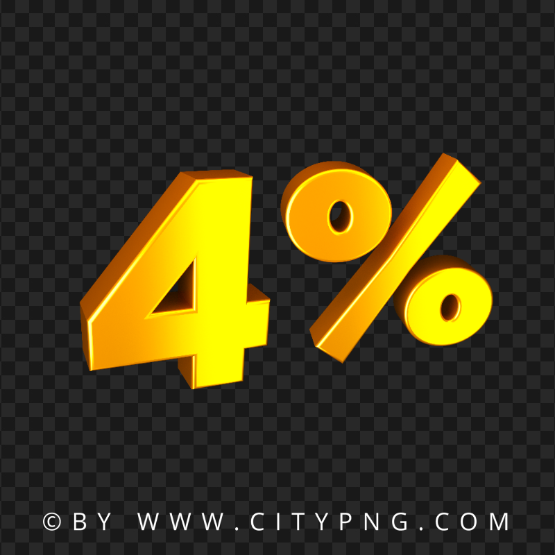 4% Four Percent Yellow Orange Text Image PNG