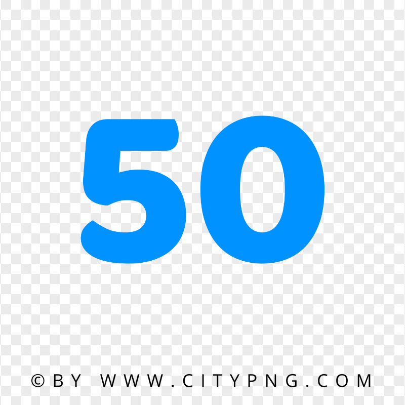 50 Blue Text Number HD Transparent Background