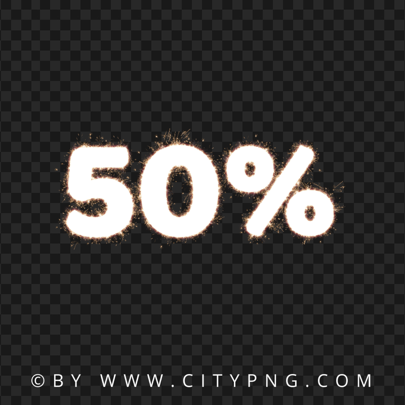 50% Percent Fireworks Sparkline Text HD PNG