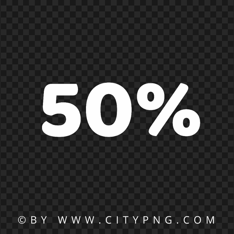 50% Percent White PNG Image