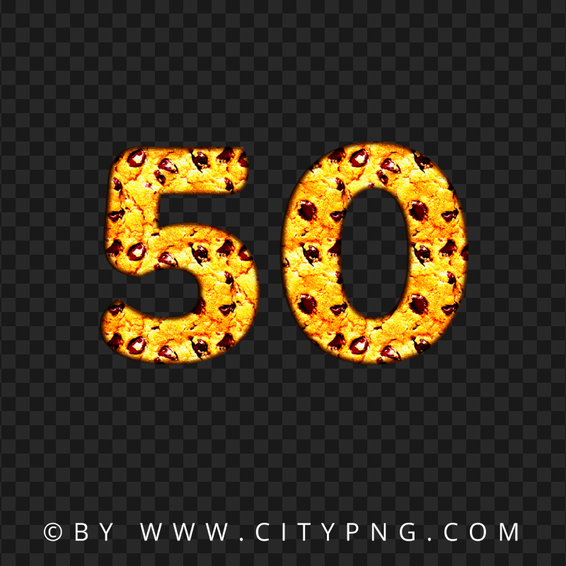 50 Text Number Cookie Style Image PNG