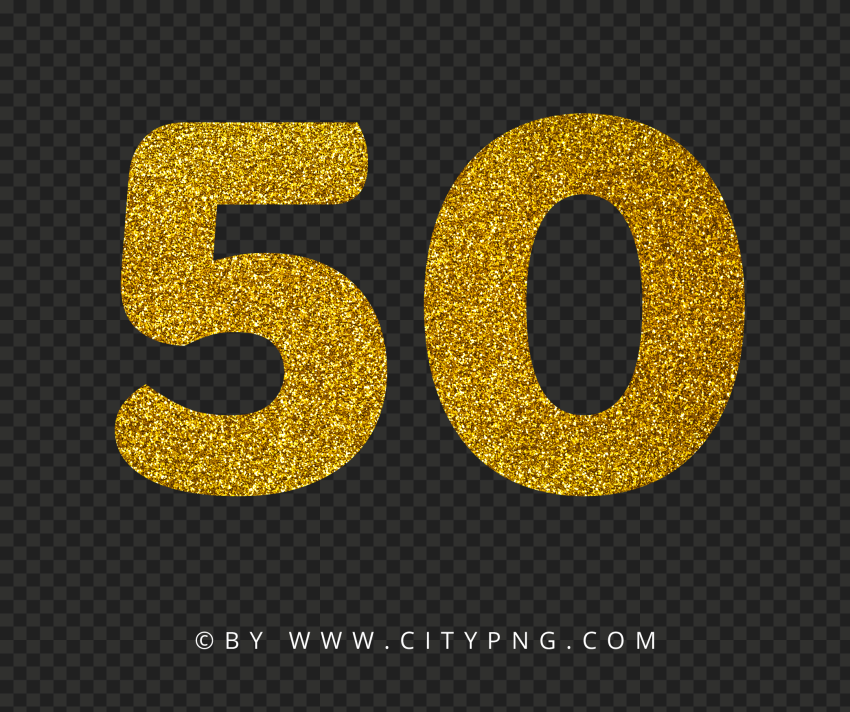 50 Text Number Gold Glitter FREE PNG