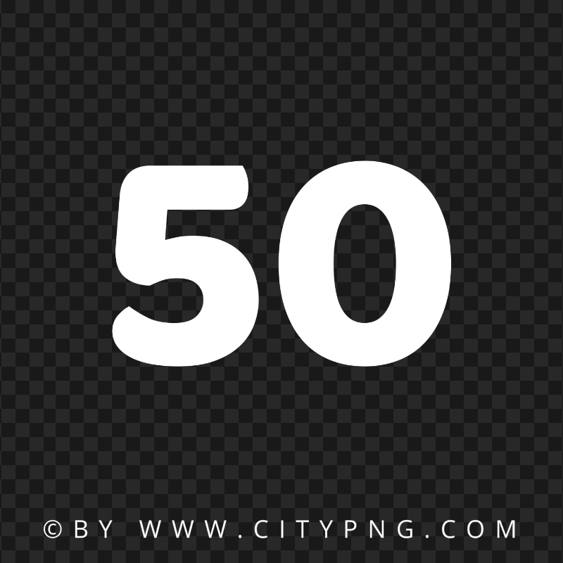 50 White Text Number HD Transparent PNG