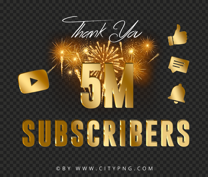 5M Youtube Subscribers Celebration Fireworks PNG