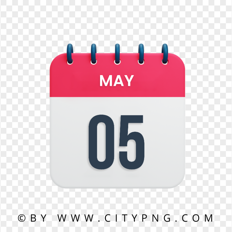 5th May Date Vector Calendar Icon HD Transparent Background
