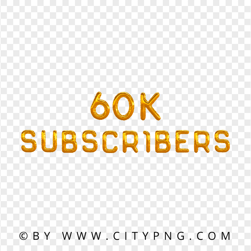 60K Subscribers Yellow Gold Balloons PNG Image
