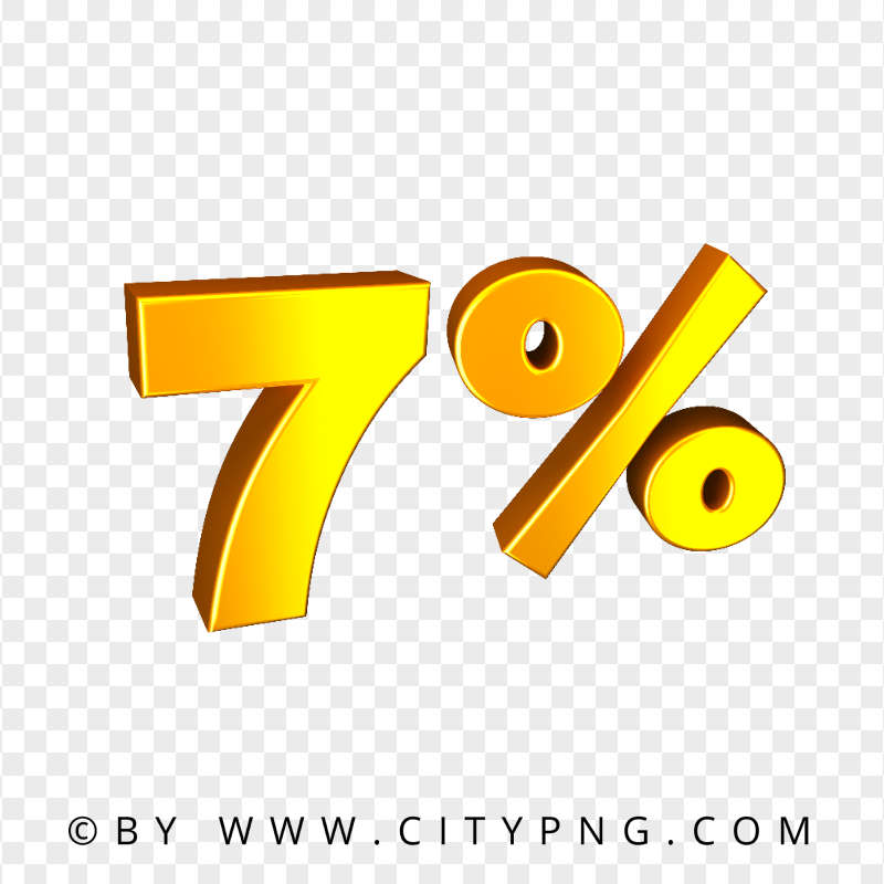 7% Seven Percent Yellow Orange Text PNG
