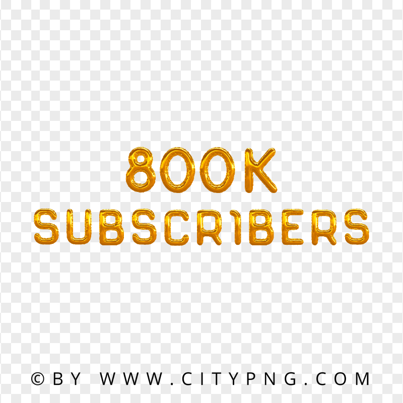 800K Subscribers Gold Balloons Transparent PNG