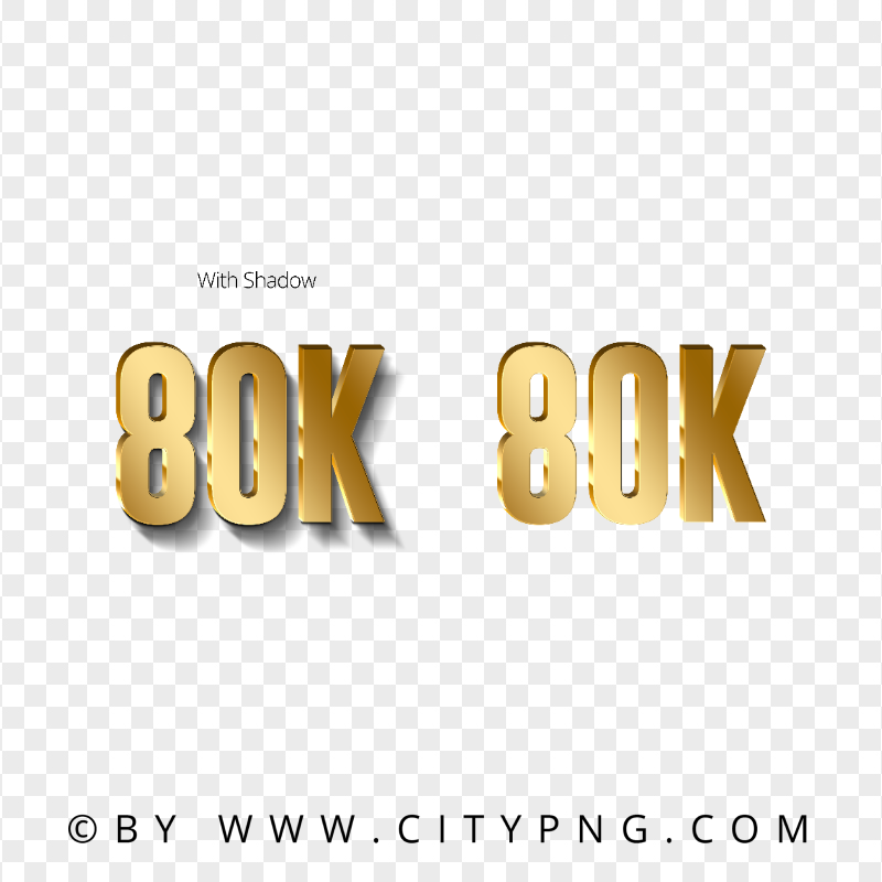 80K Gold Number Text PNG Image