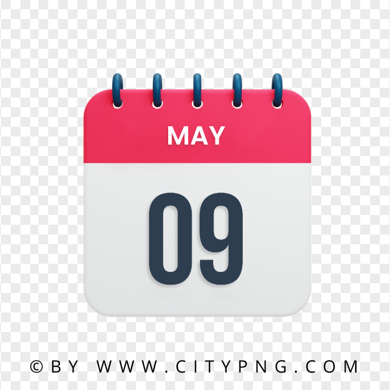 9th May Date Icon Calendar HD Transparent Background
