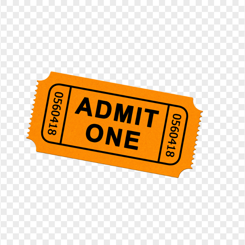 Admit One Orange Ticket Illustration Logo Icon PNG
