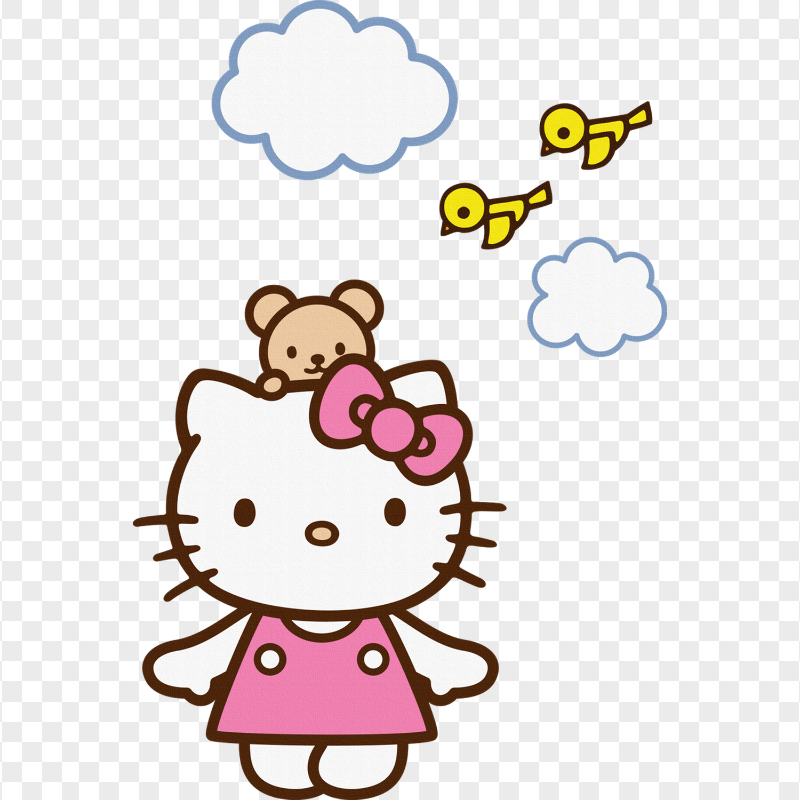 Adorable Hello Kitty with Teddy Bear HD Transparent PNG