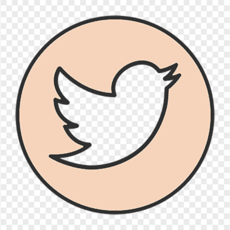 Aesthetic Beige Round Twitter Icon PNG