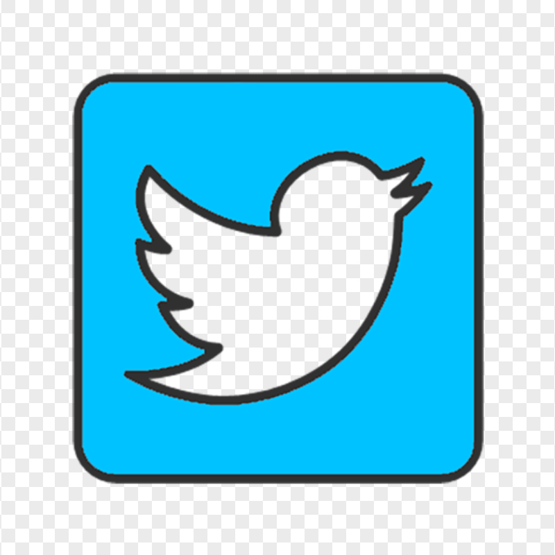 Aesthetic Blue Square Twitter Icon PNG