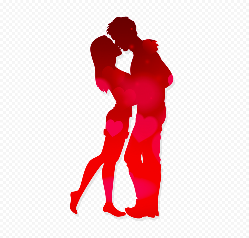 Aesthetic Red Kissing Couple Silhouette PNG IMG