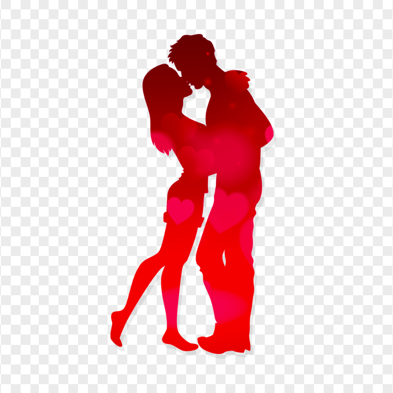 Aesthetic Red Kissing Couple Silhouette PNG IMG