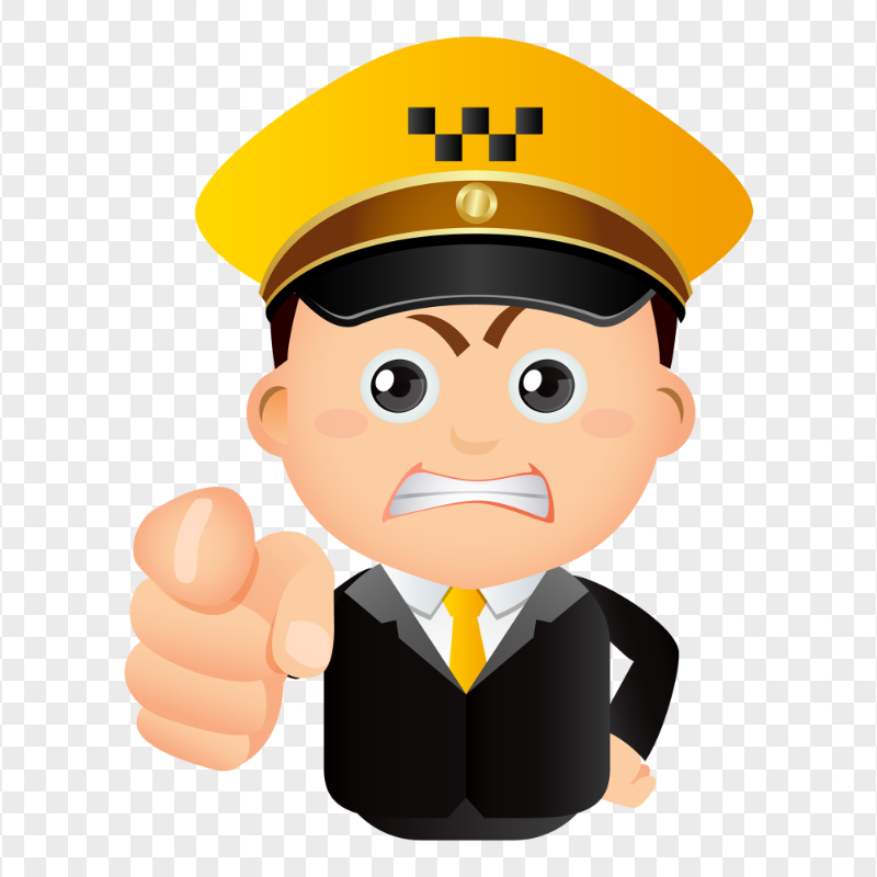 Angry Cartoon Taxi Driver Character HD PNG