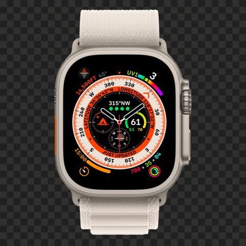 Apple Watch Ultra Starlight Alpine Front View HD PNG