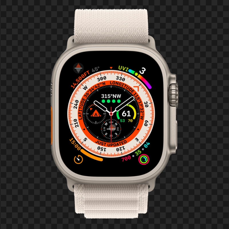 Apple Watch Ultra Starlight Alpine Front View HD PNG