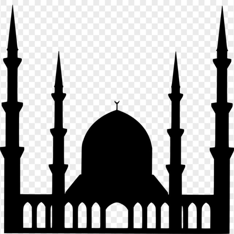 Arabic Black Silhouette Masjid Mosque Vector