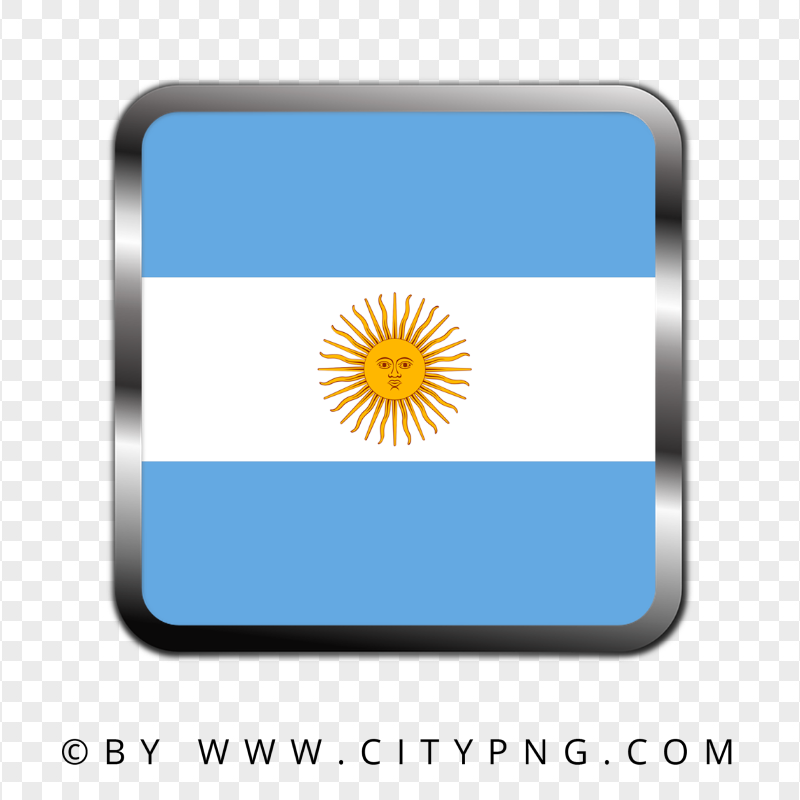 Argentina Square Metal Framed Flag Icon HD PNG