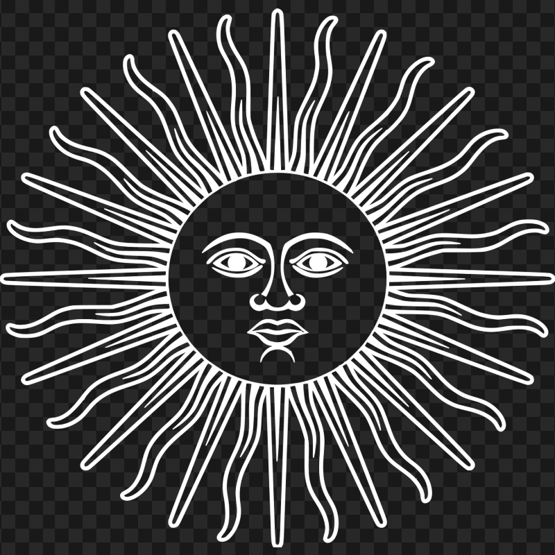 Argentina White Outline Sun Of May PNG