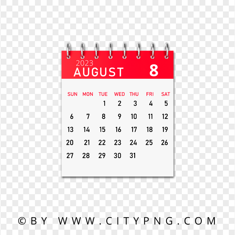 August 2023 Graphic Calendar FREE PNG