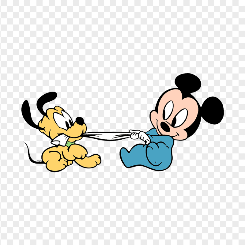 Babies Mickey Mouse and Pluto Sitting Down Image PNG