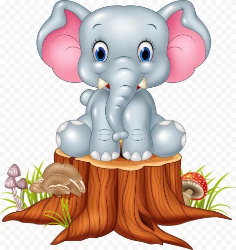 Baby Cute Elephant Cartoon sit down Animal