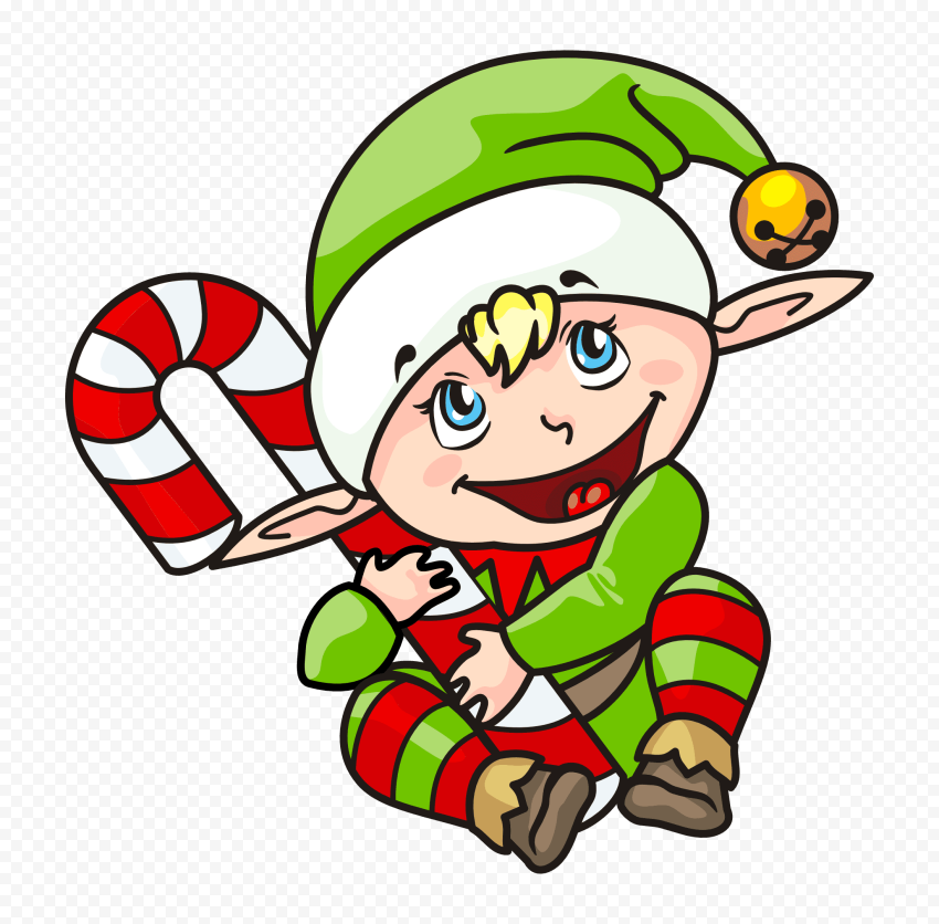 Baby Elf Clipart Cartoon Character Holding Candy Cane Citypng