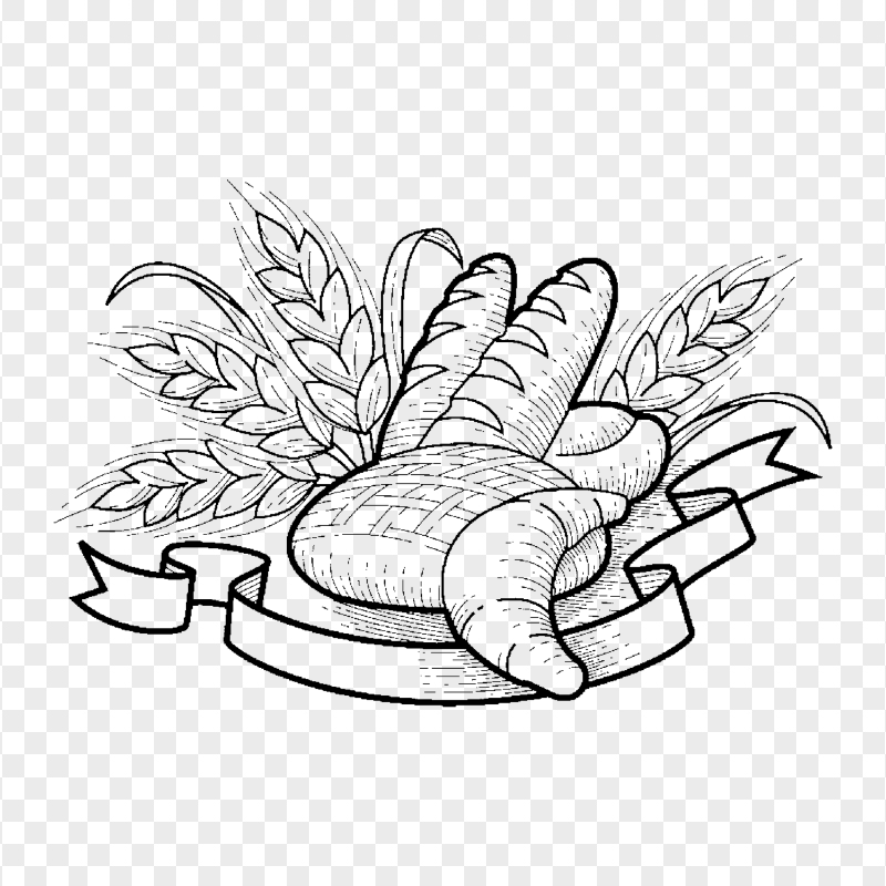 Bakery Bread Drawing Black Logo