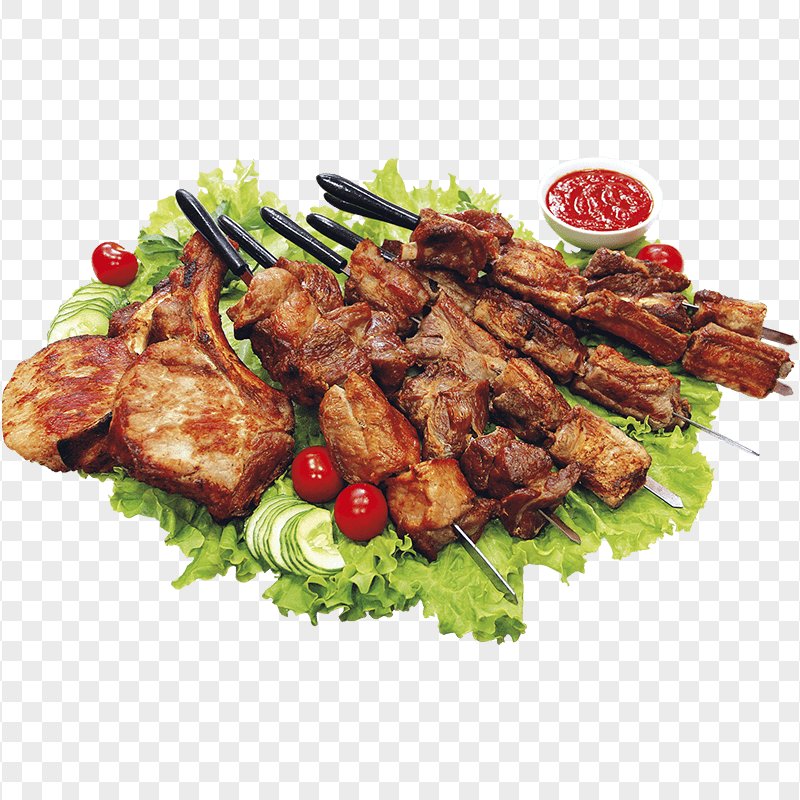 BBQ Shashlik Kebab with Tomato Transparent PNG