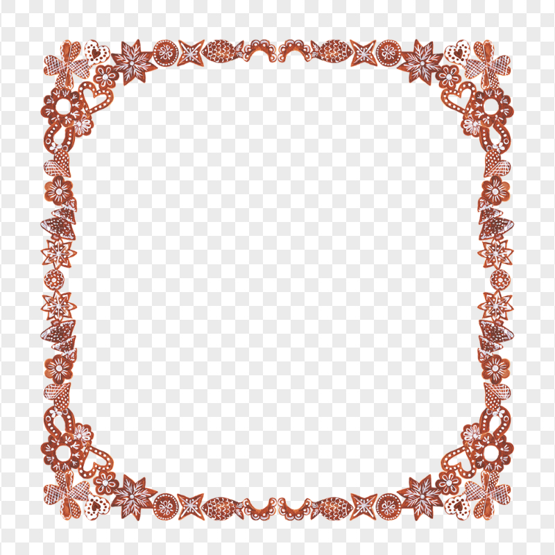 Beautiful Gingerbread Items Square Frame PNG