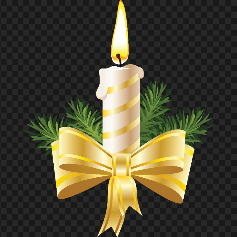 Beige And Gold Christmas Candle With Ribbon Bow