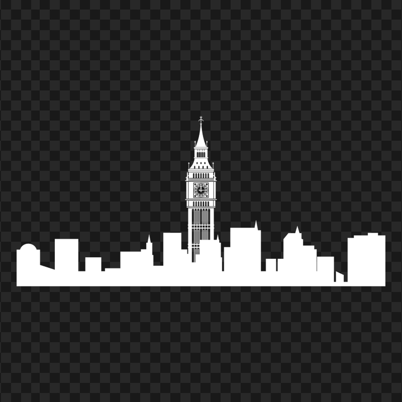 Big Ben London City White Silhouette PNG