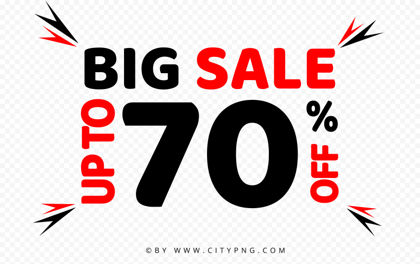 Big Sale Discount Up To 70 Percent Logo Sign PNG