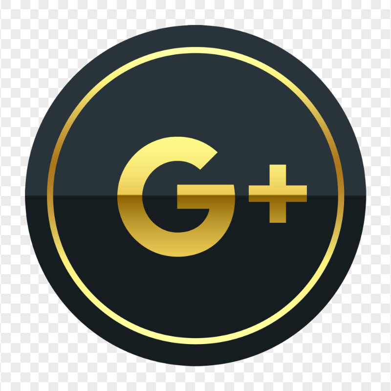 Black And Yellow Gold Round Google G Plus Icon