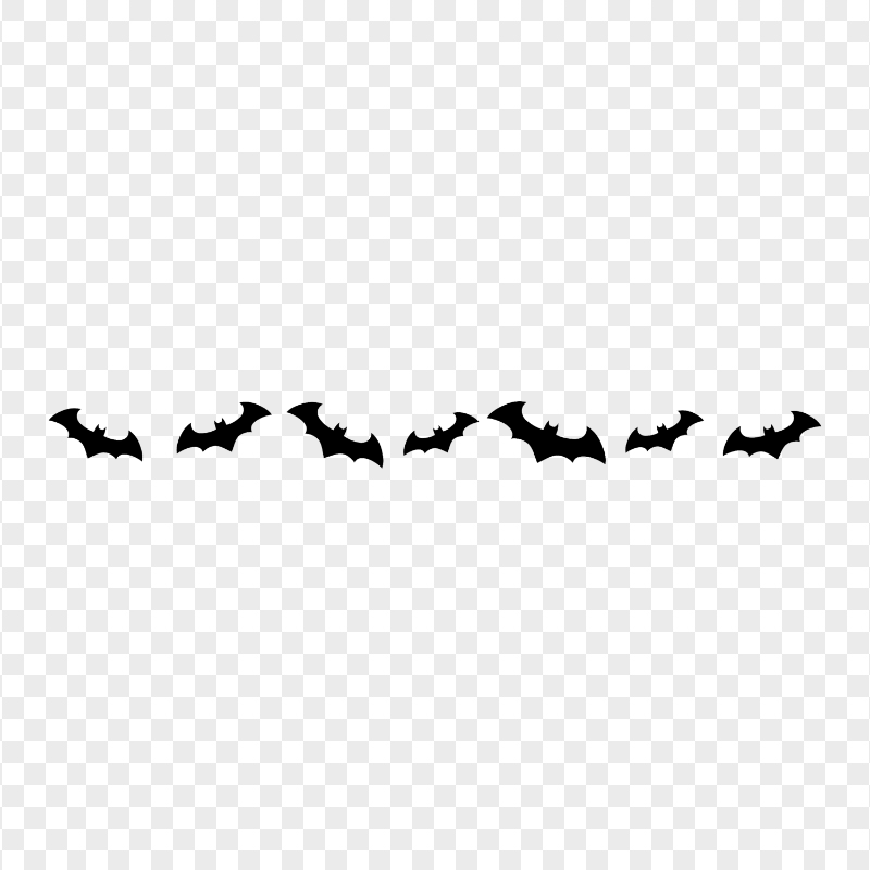 Black Bats Silhouettes Border Halloween HD PNG
